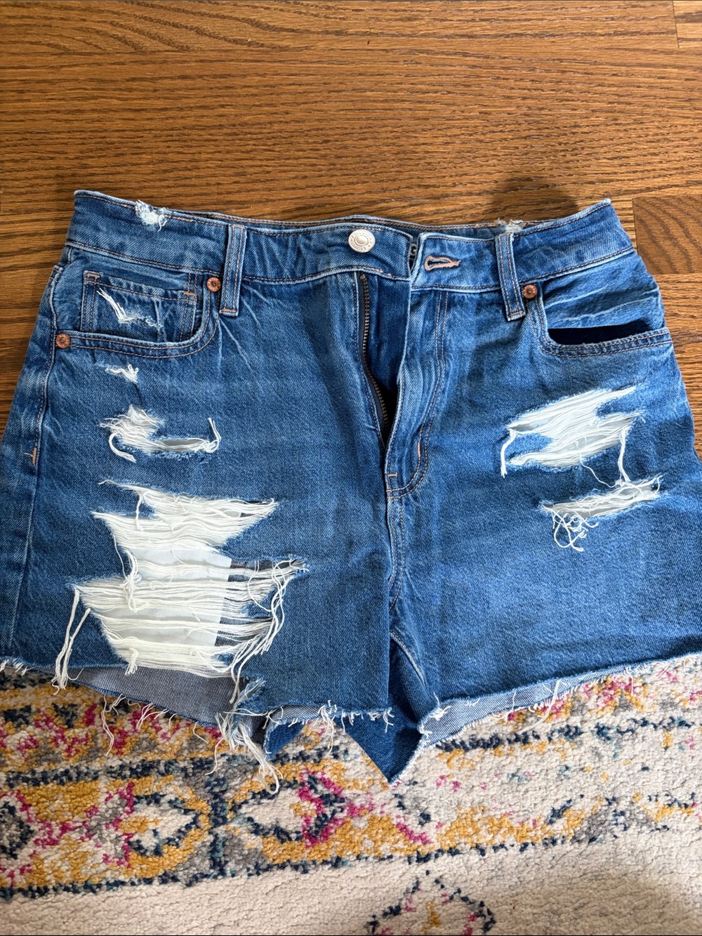 American Eagle Outfitters Distressed Denim Shorts - Blue